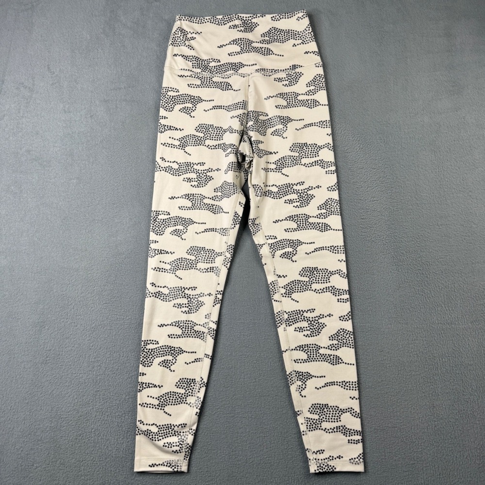 Glyder‎ Womens XS High Waisted Star Camo Leggings Cream Black Athletic Yoga